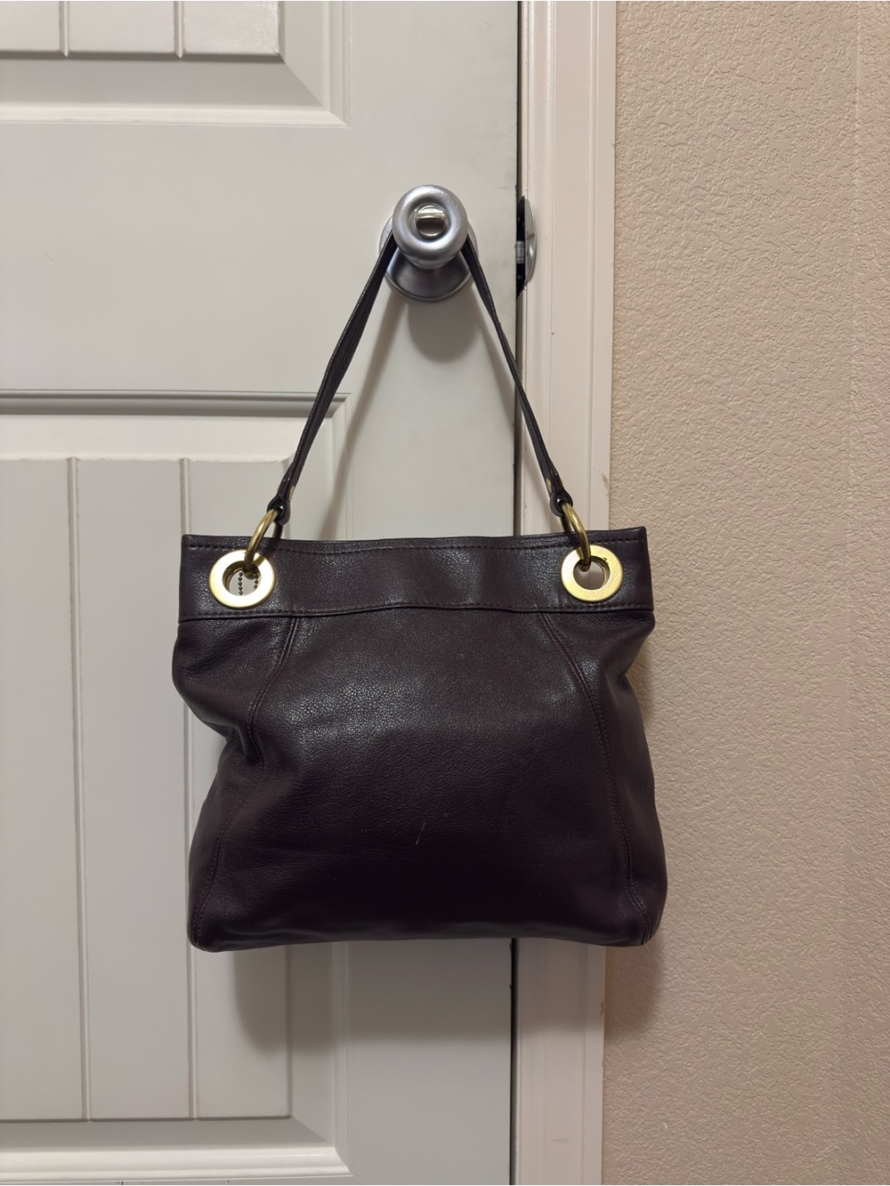 Y2k Coach Brown Leather Shoulder Bag With Gold Hardwa… - Gem